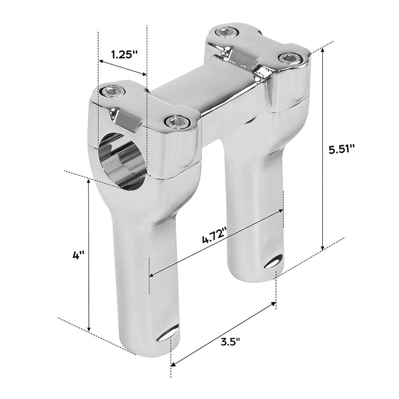 4" Handlebar 1.25" Bar Riser Fit For Harley Dyna Low Rider Super Glide Softail