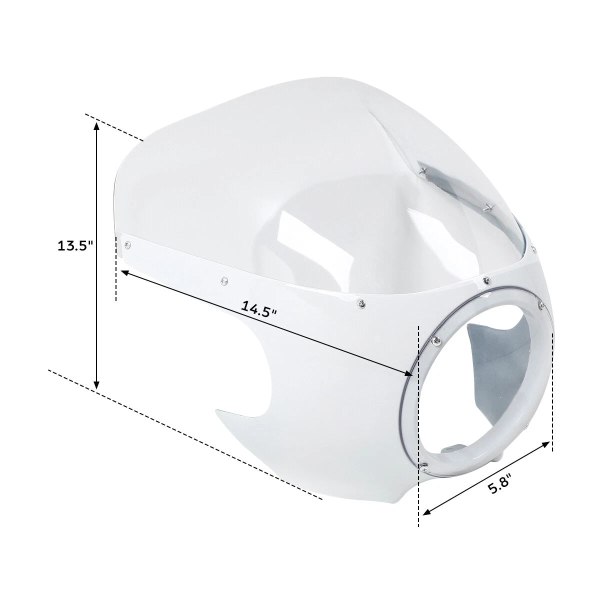 5 3/4" White Cafe Racer Headlight Fairing Windscreen Fit For Harley Sportster XL