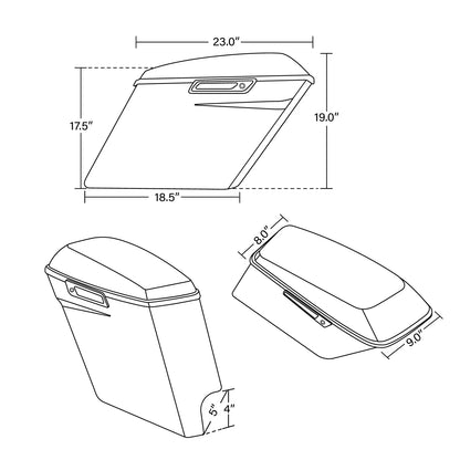 5" Stretched Saddlebags Fit For Harley Street Road Glide 14-23 Midnight Crimson