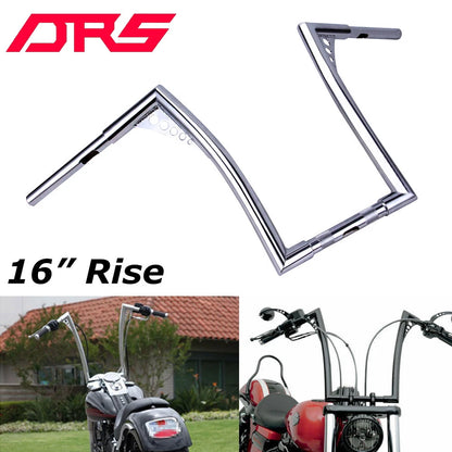 Chrome 16" Rise 1 1/4" Ape Hangers Handlebar For Harley Softail Sportster Custom