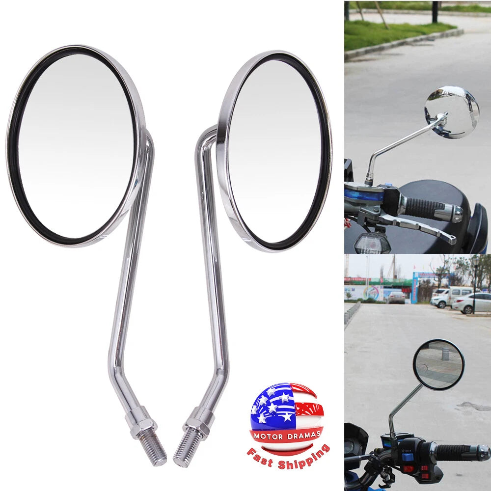 Pair Motorcycle Rear View Rearview Side Round Mirrors Universal 10mm For Yamaha