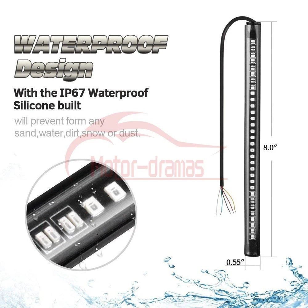 48 LED Flexible Motorcycle Light Strip Rear Tail Brake Stop Turn Signal Lamp Bar