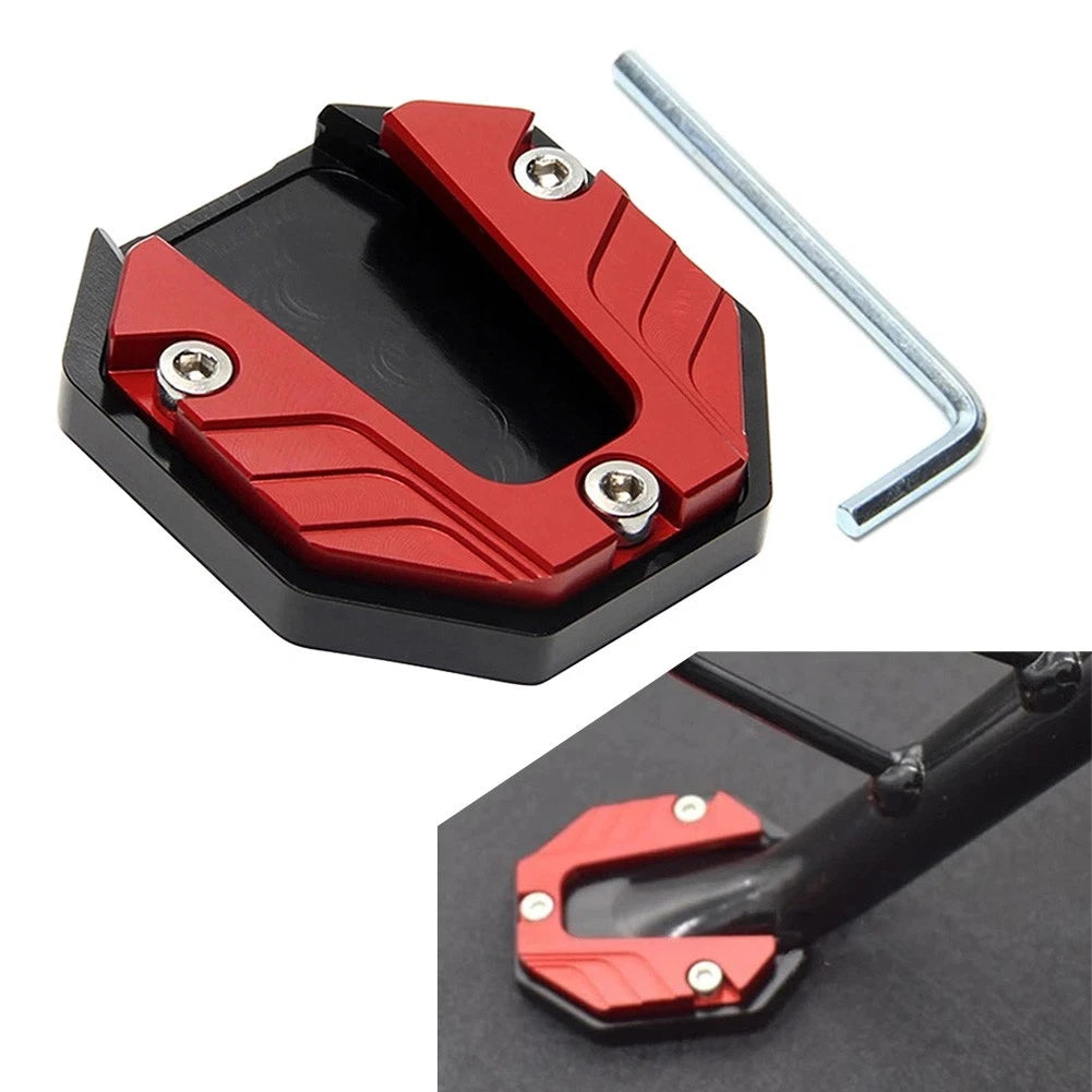 Motor Bikes Kickstand Extender Foot Side Stand Extension Pad Support Plate Red