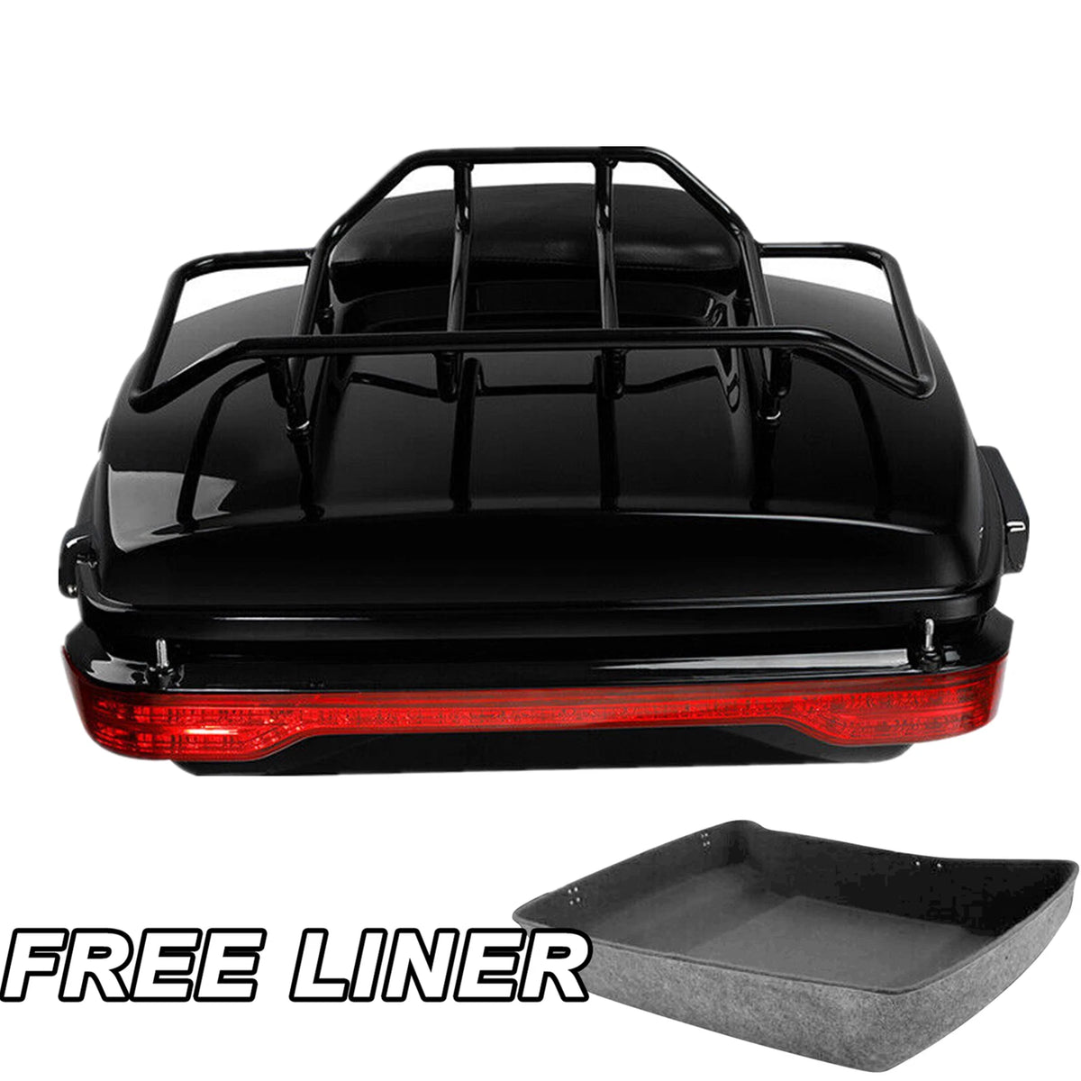 Black Chopped Trunk Pad Rack Tail Light Fit For Harley Touring Road Glide 14-26