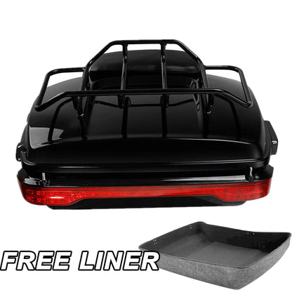 Black Chopped Trunk Pad Rack Tail Light Fit For Harley Touring Road Glide 14-26