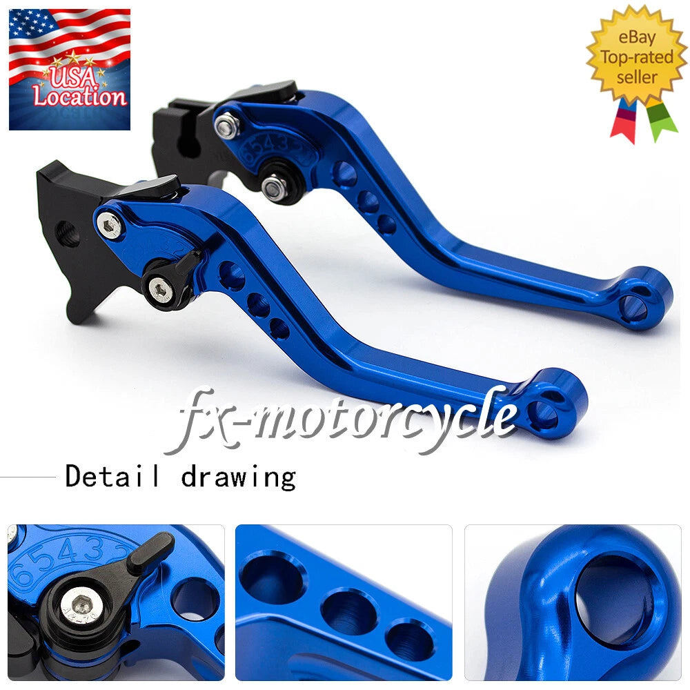 For Suzuki DL650/V-STROM 2004-2010 CNC Brake Clutch Levers Grips Adjustable Blue
