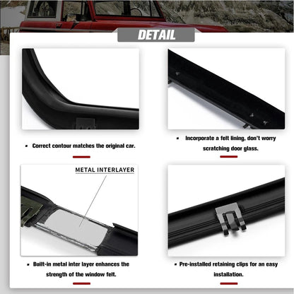 Outer Window Sweep Trim Seals Car Weatherstrip For Ford Bronco F150 F250 F350