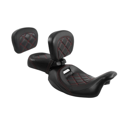 Driver & Passenger Seats Backrest Fit For Harley Electra Glide 2009-23 Black Red