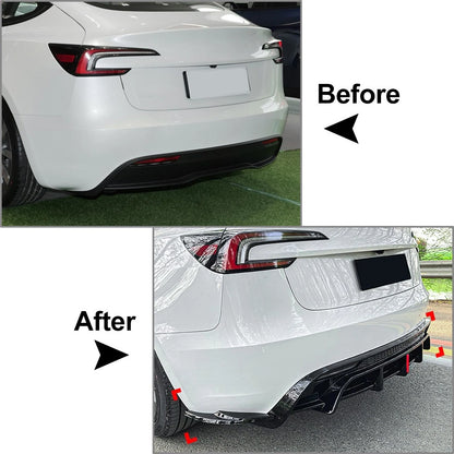 Rear Bumper Protector Splitter Spoiler Lip For Tesla Model 3 2023-2025