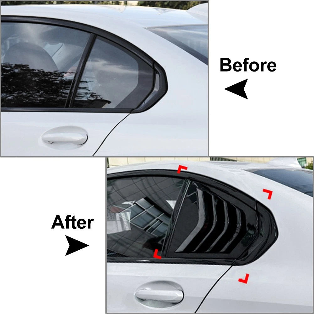 Glossy Black Rear Window Louver Shutter Cover Trim For BMW 3-Series G20 2019-23