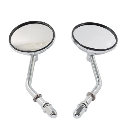 Motor Round Retro Rearview Side Mirrors Chrome For Harley Davidson 8mm Silver