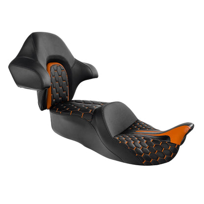 Driver Passenger Seat King Backrest Pad Fit For Harley Touring Glide 2014-2023