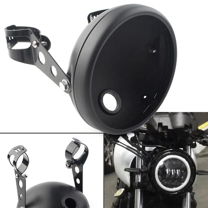 Motorcycle Matte Black Headlight 7-Inch Retro  LED Headlight Shell For Harley