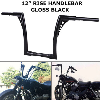 12" Inch Handlebar Rise Ape Hangers For Harley Sportster 883 1200 FLST FXST Dyna
