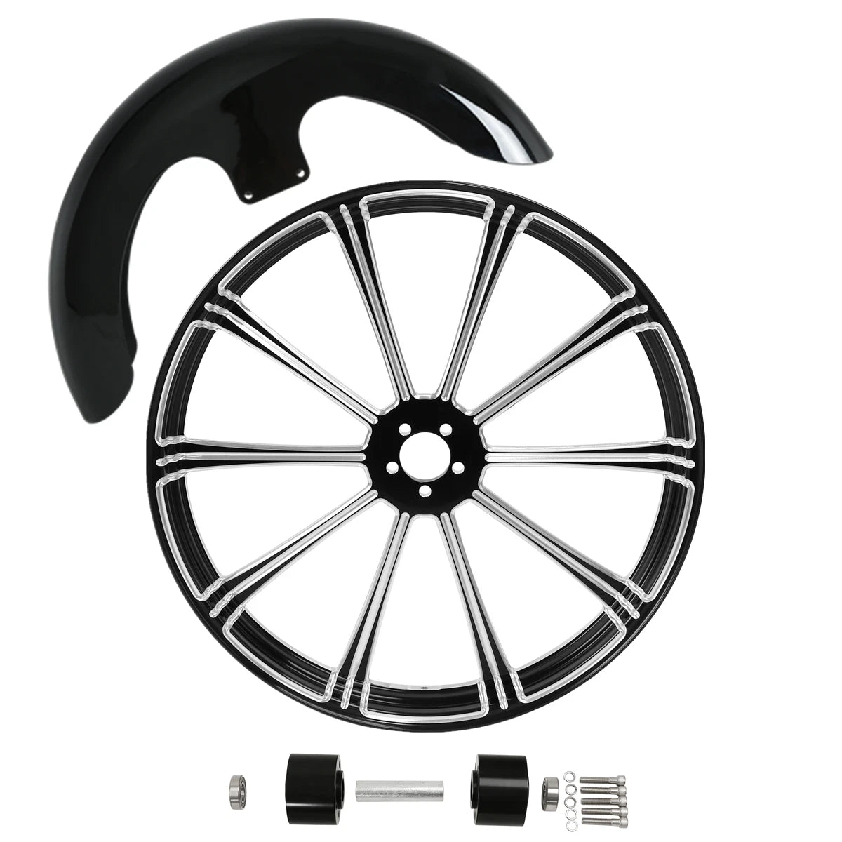 23" Front Wheel Rim Dual Disc Hub &Fender Fit For Harley Touring Glide 08-25 US