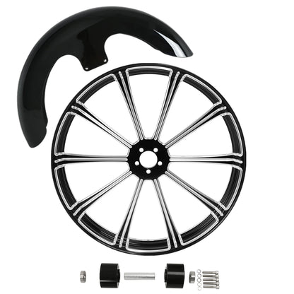 23" Front Wheel Rim Dual Disc Hub &Fender Fit For Harley Touring Glide 08-25 US