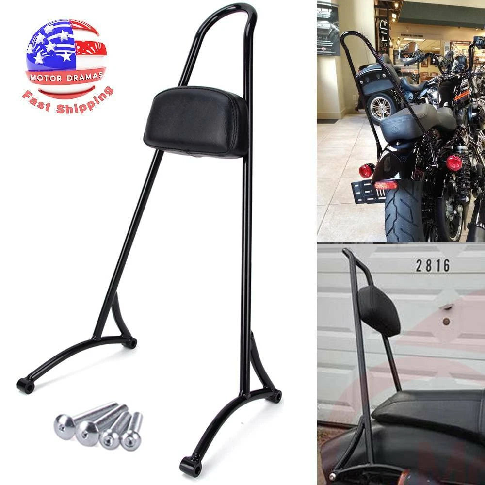 Tall Detachable Sissy Bar Backrest Leather Pad For Harley Sportster 1200 883 04+