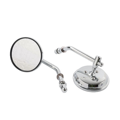 Motor Round Retro Rearview Side Mirrors Chrome For Harley Davidson 8mm Silver