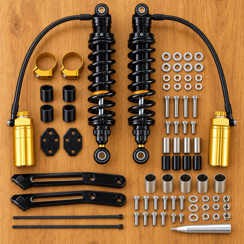 13" Remote Reservoir Rear Suspensions Shocks For Harley Road King Glide 2014-25