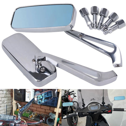 Chrome Rectangle Motorcycle Rear View Mirrors For Harley Honda Yamaha Universal