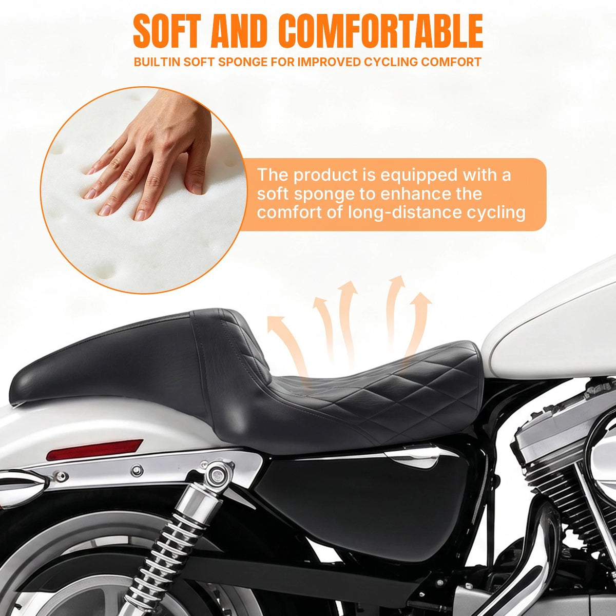 Two-up Seat For Harley Sportster Custom XL883C 2004-2010 For 2.3GAL-3.5GAL Tank