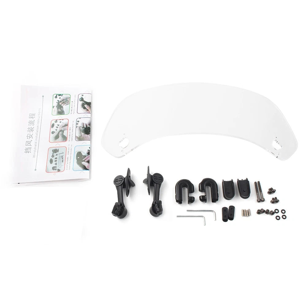 Adjustable Windshield Clip On Extension Spoiler Wind Deflector For Motorcycle