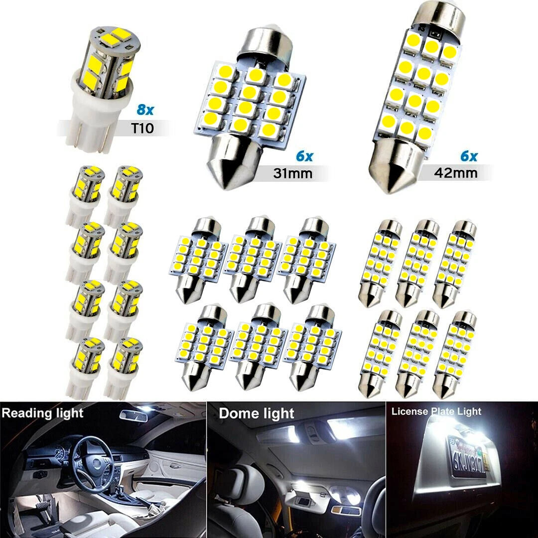 20Pcs T10 LED Light Car Bulbs Auto Lamp For Interior Dome Map Set Inside White
