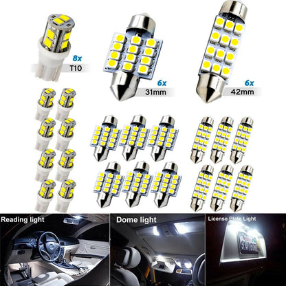 20Pcs T10 LED Light Car Bulbs Auto Lamp For Interior Dome Map Set Inside White