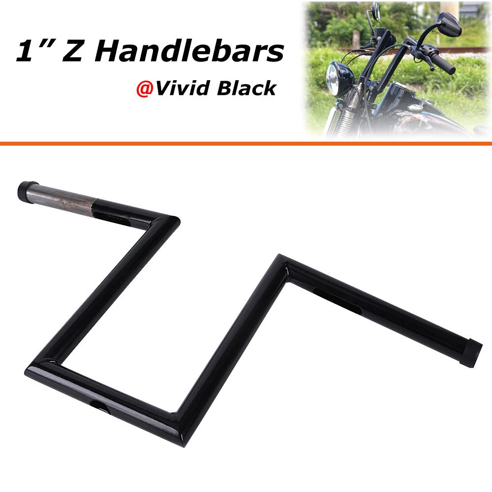 Motorcycle 10-1/2" Rise 1" Ape Hanger Z-Bar Handlebar For Harley Sportster Dyna