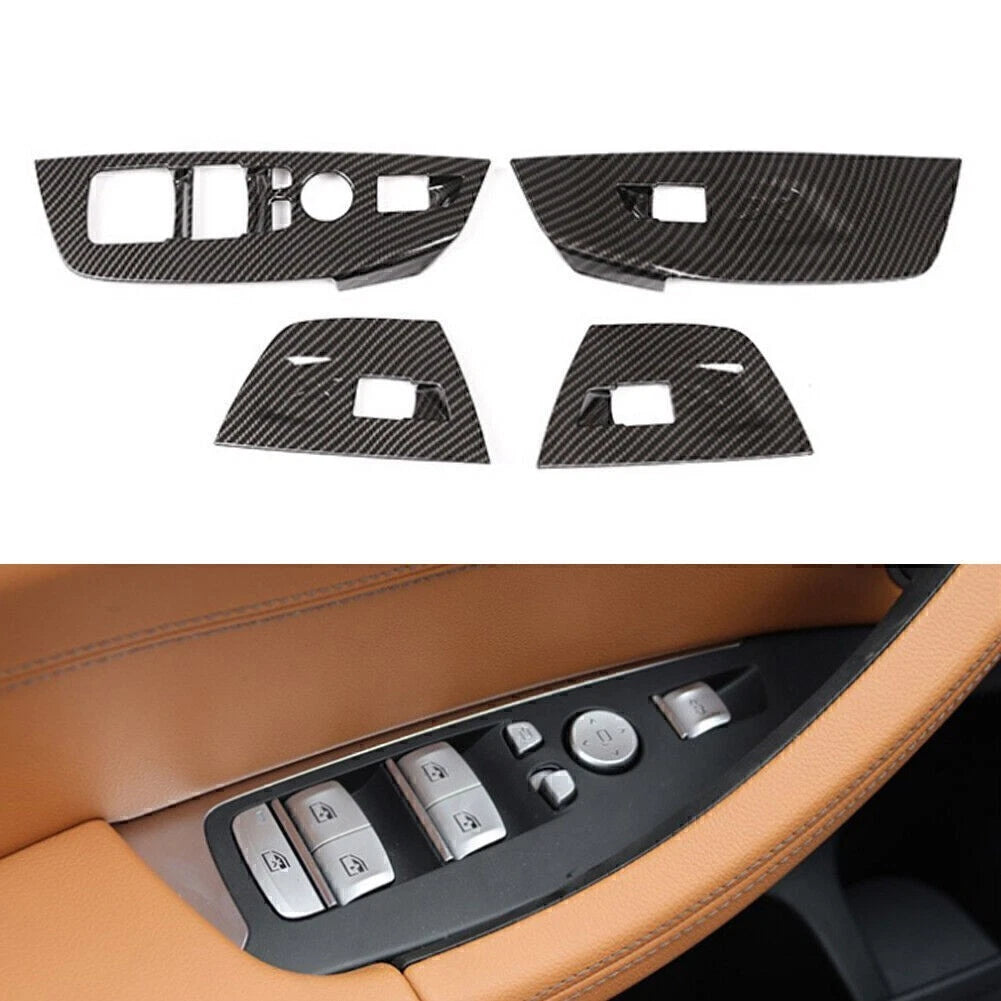 Carbon Fiber Inner Door Window Switch Trim Cover For BMW X3 X4 G01 G02 2018-2023