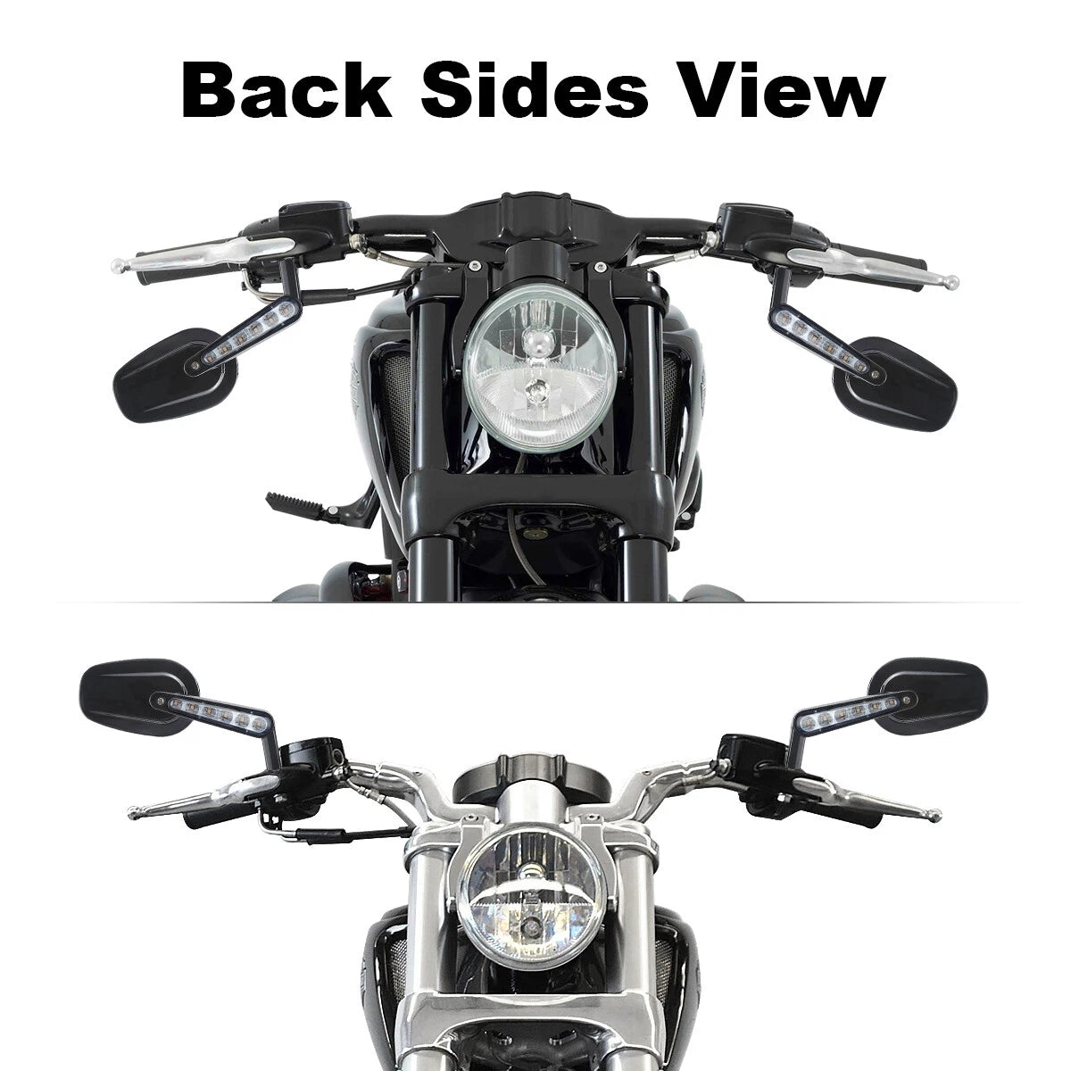 Black Muscle Rearview Mirrors LED Turn Signal For Harley VROD V-Rod VRSCF 09-17