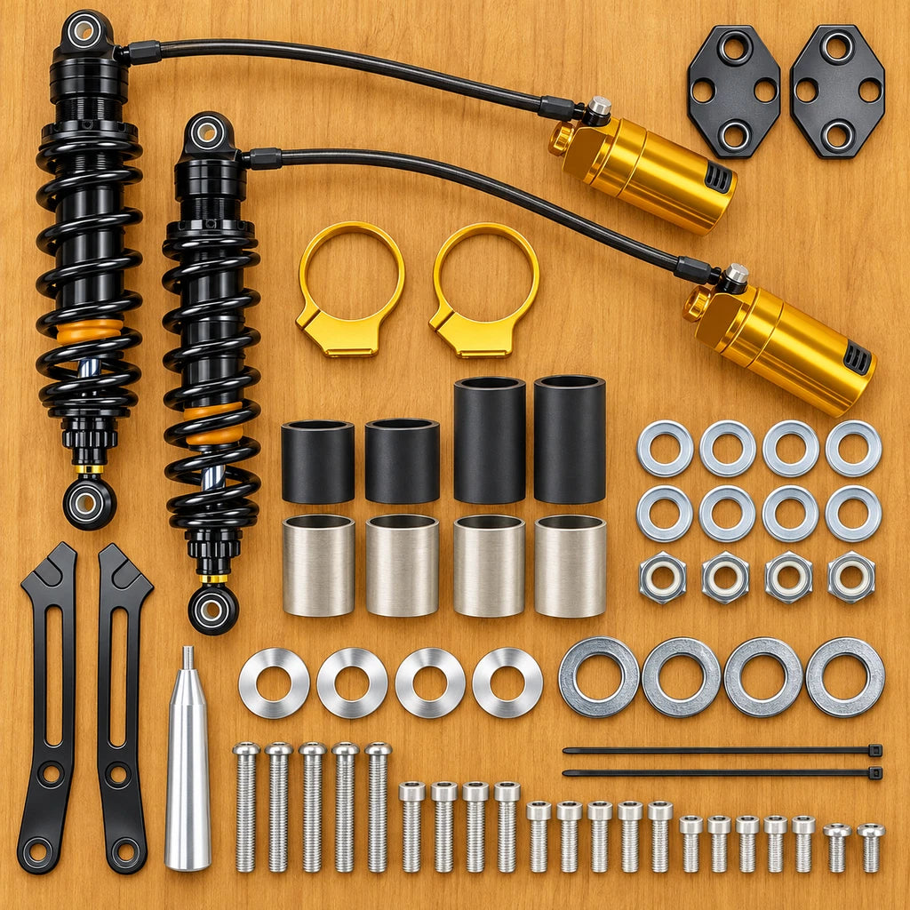 Pair Remote Reservoir Rear Suspensions Shocks For Harley Street Glide 2014-2025