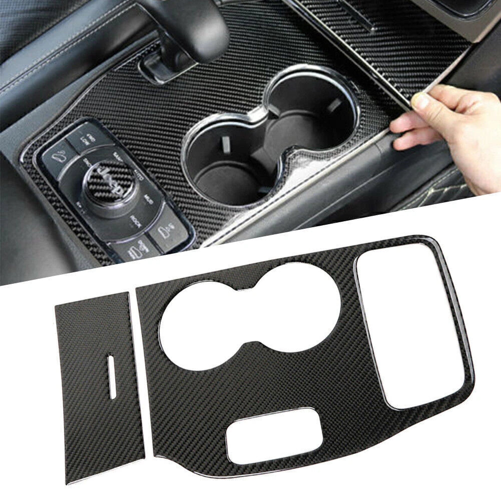 Carbon Fiber Dashboard Gear Shift Panel Cover Trim Fit Jeep Grand Cherokee 14-15