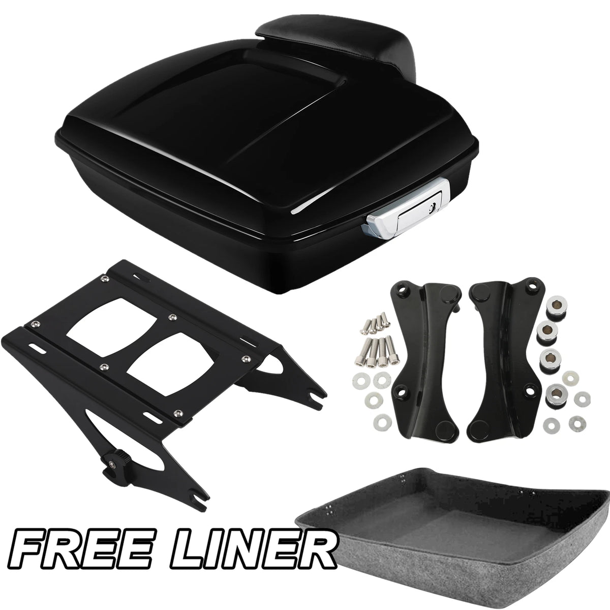 Vivid Black Chopped Trunk Rack Docking Kit Fit For Harley Road Glide King 14-26