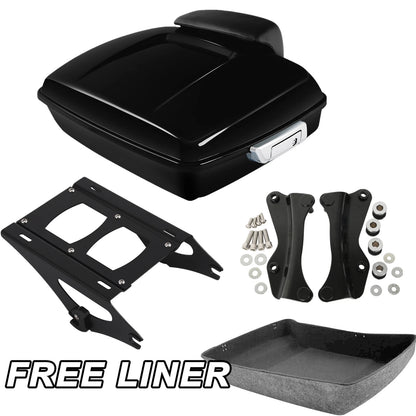 Vivid Black Chopped Trunk Rack Docking Kit Fit For Harley Road Glide King 14-26