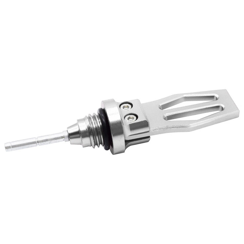 Motorcycle Engine Oil Dipstick Cap Plug CNC Crankcase Oil Level Gauge Silver