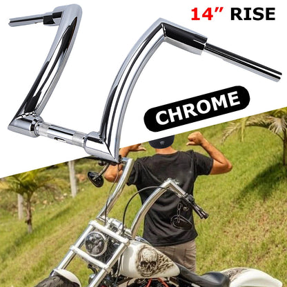 Chrome 14" Rise 2'' Ape Hanger Handlebar For Harley Touring Sportster XL Softail