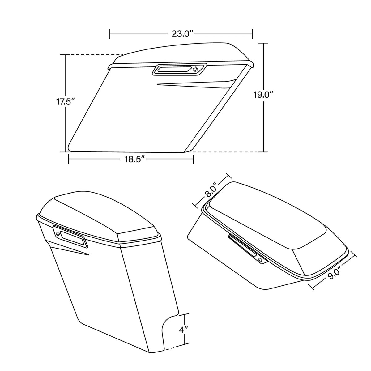 Matte Black 5'' Stretched Saddlebags w/ Bracket For Harley Softail Fatboy 84-17
