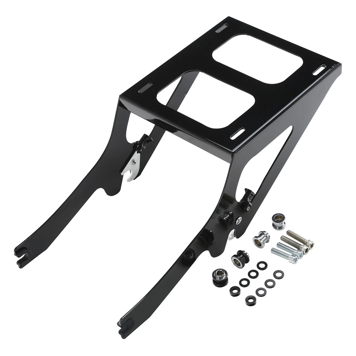 Matt Black Chopped Trunk Backrest Pad Mount Rack For Harley Deluxe FLDE 18-Up