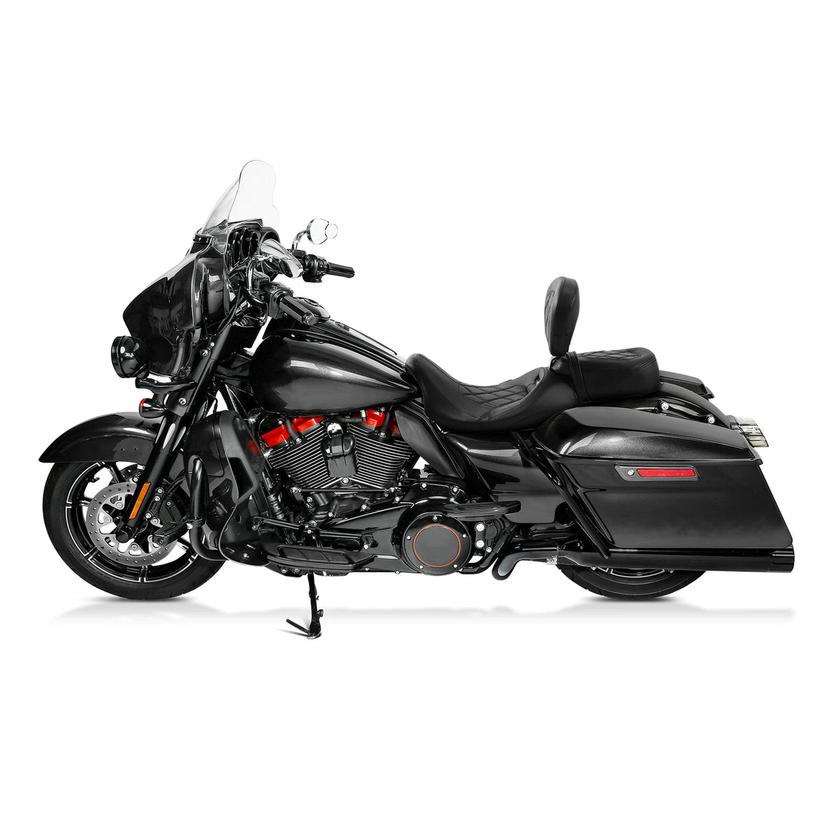Black Driver Rider Passenger Seat &&Backrest Pad Fit For Harley Road Glide 09-23