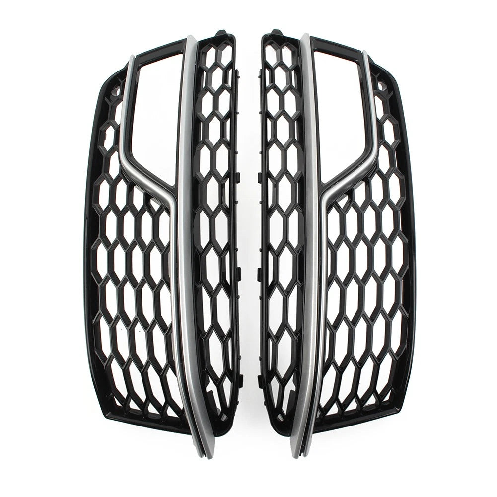 1 Pair Front Bumper Mesh Fog Light Grille Cover For Audi A5 S5 2013-2017