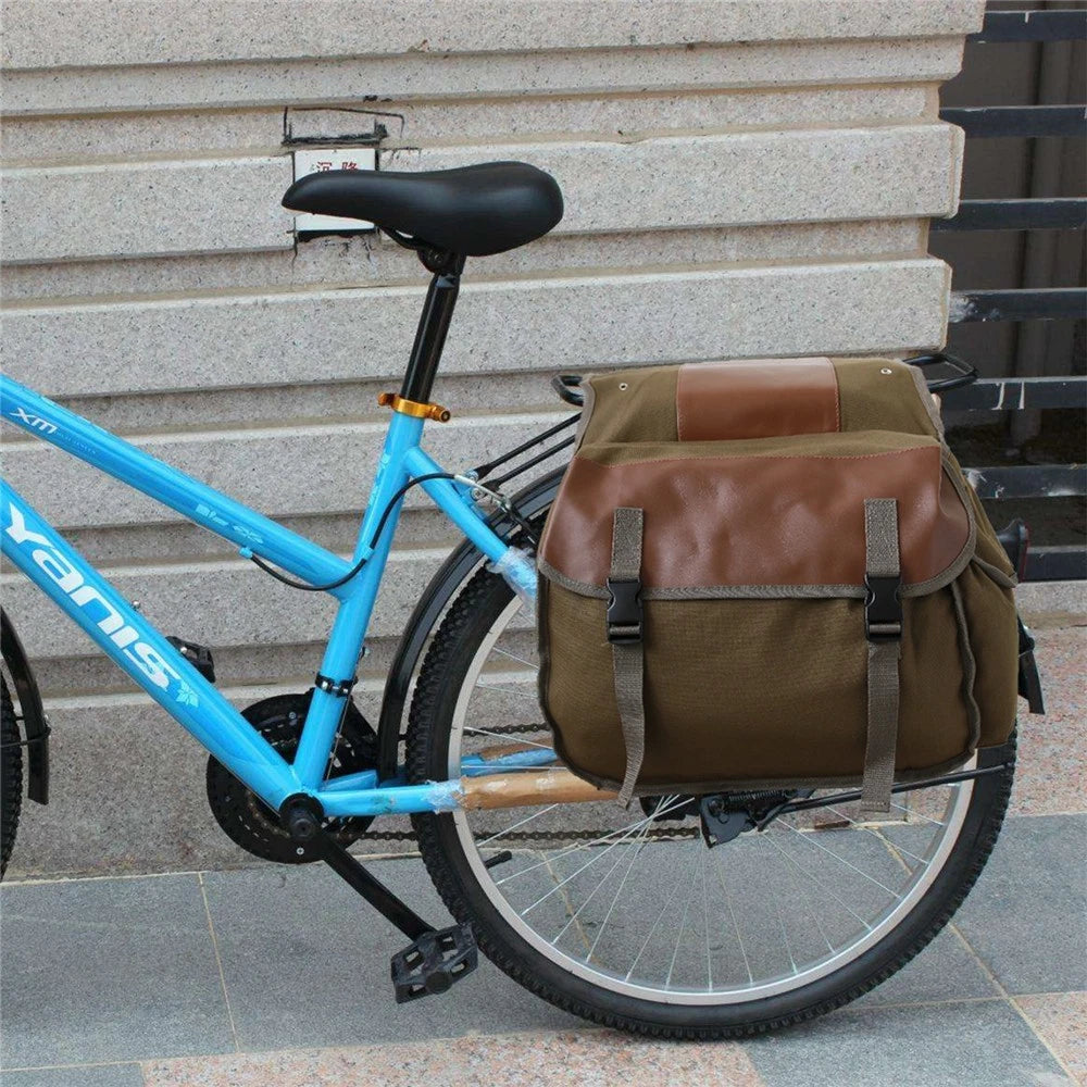 Brown Motorcycle Universal Canvas Travel Saddle Bag Rider Motorbike Panniers