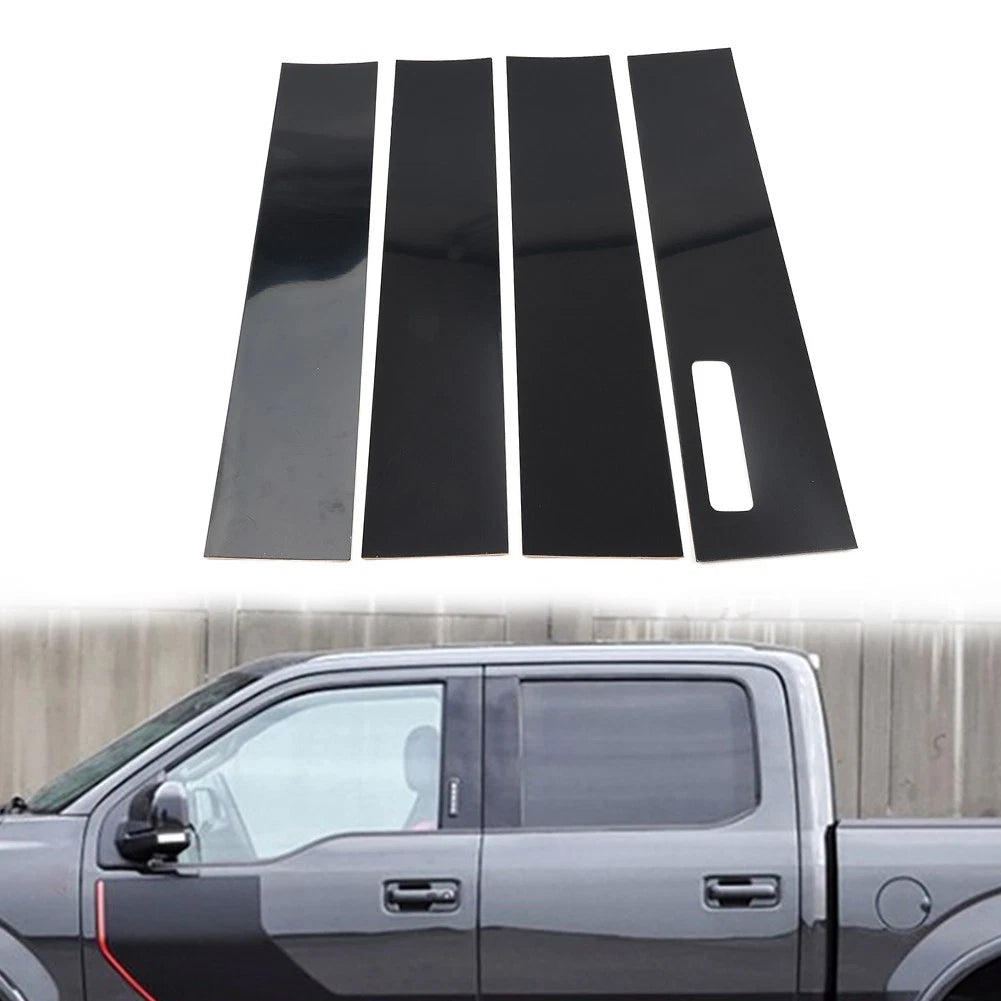 Pillar Posts Door Window Cover Trim Kit For Ford F150 F-150 2015-22 Gloss Black