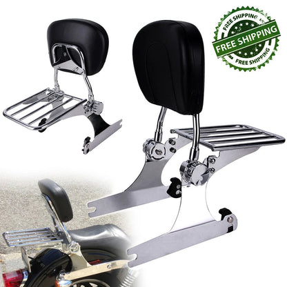 Chrome Backrest Sissy Bar Luggage Rack For Harley Dyna FXD FXDC FXDL FXDX 02-05
