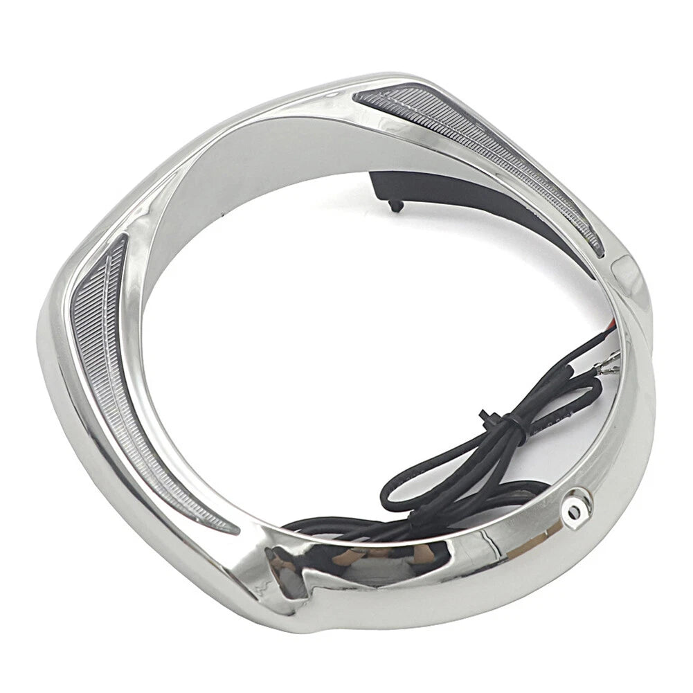 LED Headlight Headlamp Bezel Visor Trim Ring Fit For Harley Touring 2014+ Chrome