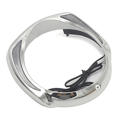LED Headlight Headlamp Bezel Visor Trim Ring Fit For Harley Touring 2014+ Chrome