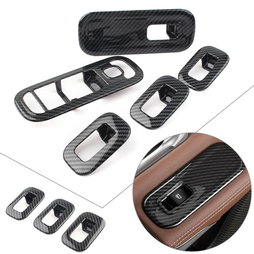 Carbon fiber Door Window Switch Cover Trims For 2019 Mercedes-Benz A-Class