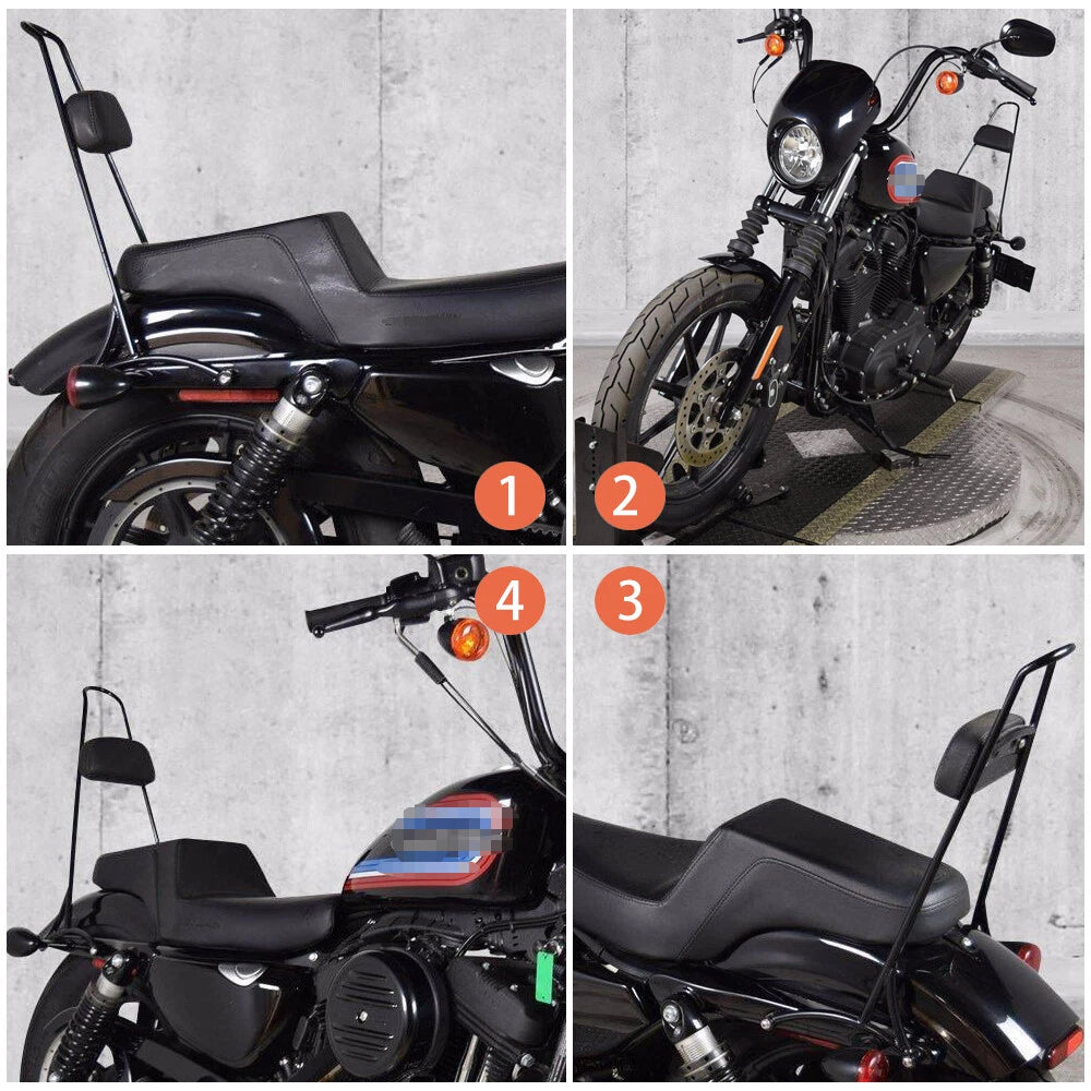 Tall Detachable Sissy Bar Backrest Leather Pad For Harley Sportster 1200 883 04+