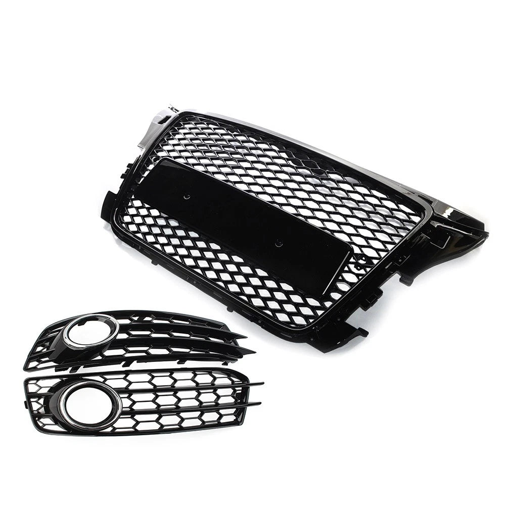 Front Bumper Radiator Honeycomb Grille Fog Light Cover For Audi A3 8P 2009-2012
