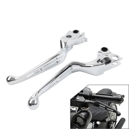 Brake Lever Set Slotted Clutch Levers Fit For Harley Davidson 1996-2017 Chrome